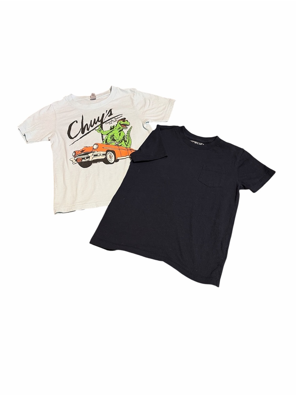 Crewcuts Navy Blue Tee & Light blue CHUYS Dinosaur Tee Duo